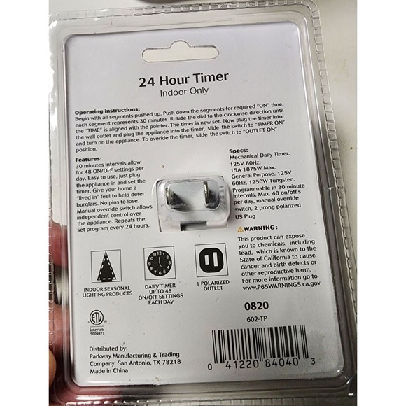 GTC 24 Hour Timer Indoor Daily Timer 30 Minute Intervals - Picture 2 of 2